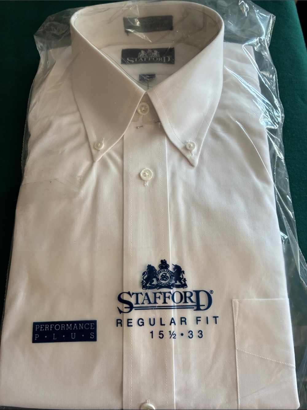 Stafford White Regular Fit Button-Down Dress Shirt